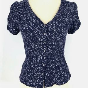 J Crew v neck button blouse with puff sleeves. Women’s medium